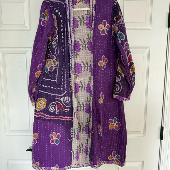 Floral Purple and Gray Kimono - Picture 4 of 10